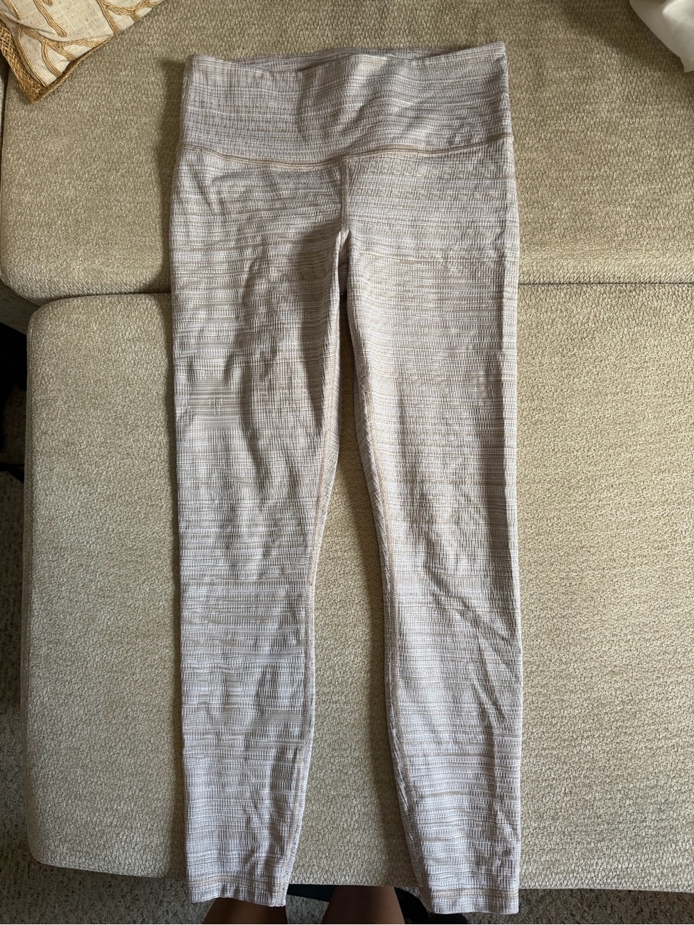 Athleta Girls' Light Beige Textured Knit Leggings